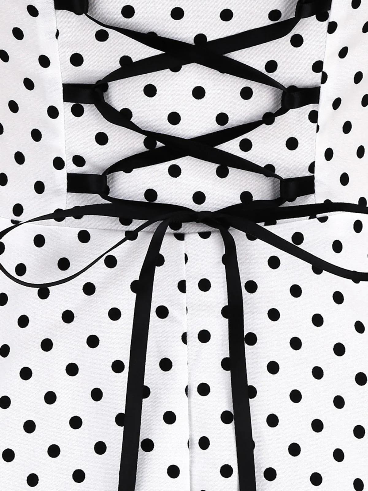 1950s Polka Dots Lace Up Halter Swing Dress