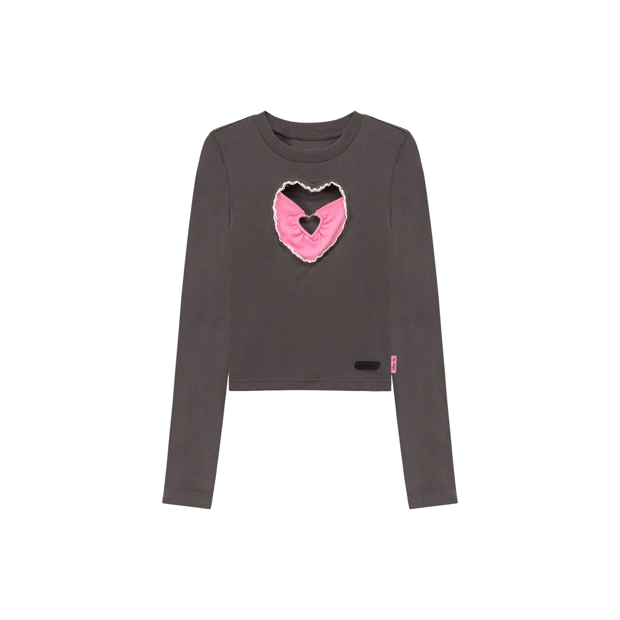 2-Layers Heart Cutout Long-Sleeved Top