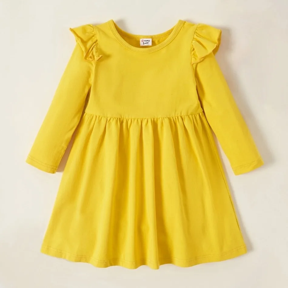 3Pck Cotton Long Sleeve Cute Dresses For Kids