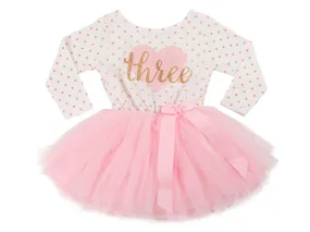 3rd Birthday Dress - Polka Dot (Long Sleeve)