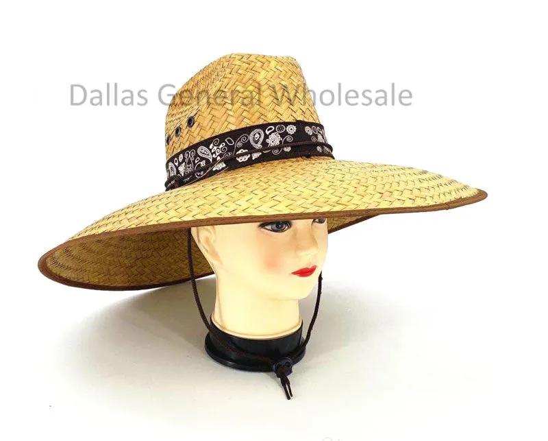 Adults Paisley Design Straw Hats Wholesale