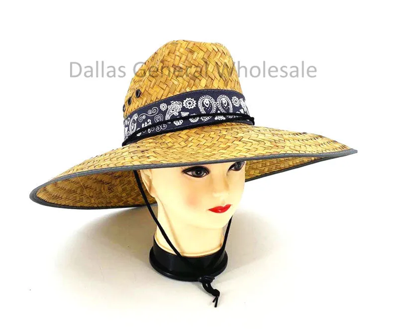 Adults Paisley Design Straw Hats Wholesale