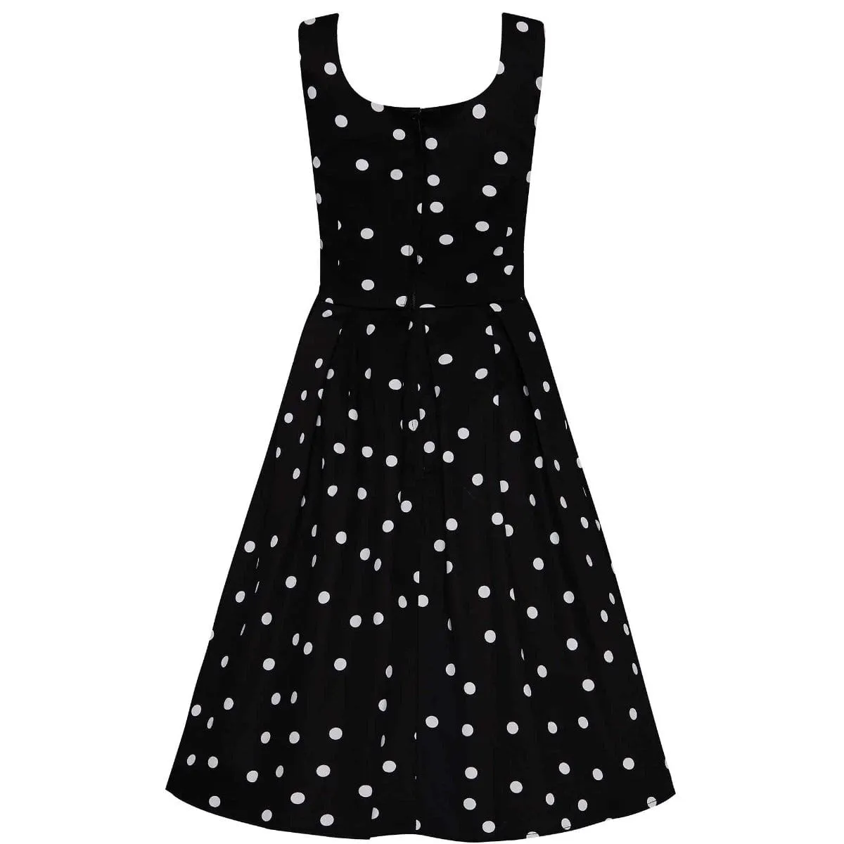 Amanda Scoop Neck Polka Dot Swing Dress Black & White Polka