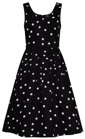 Amanda Scoop Neck Polka Dot Swing Dress Black & White Polka