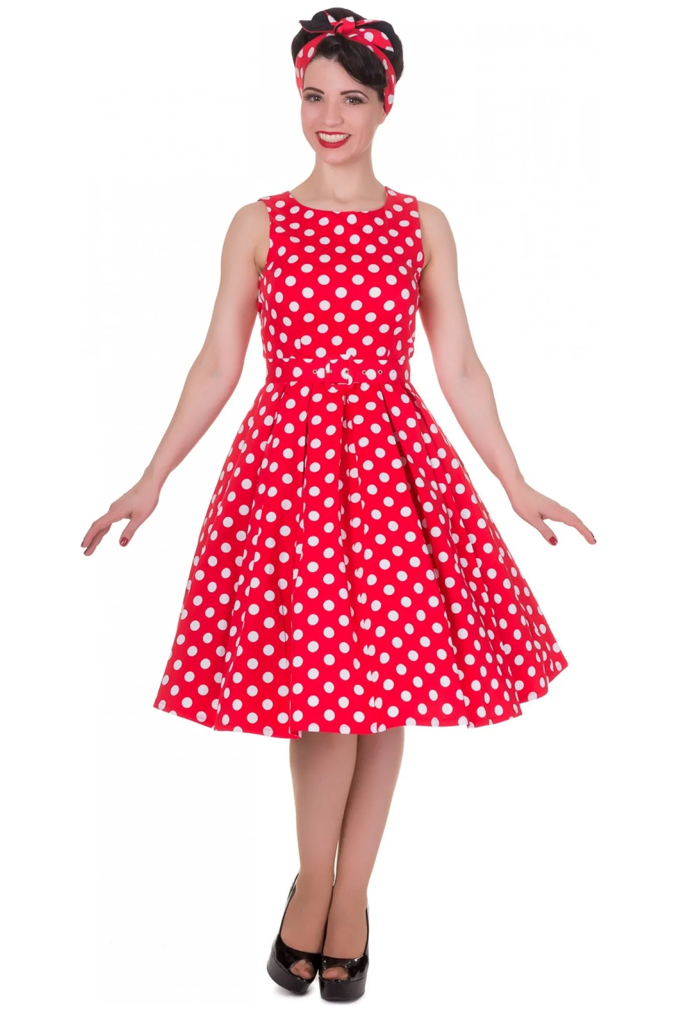 Annie Red and White Polka Dot Swing Dress