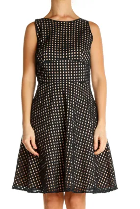 Black Polka Dot Work Fit & Flare Dress