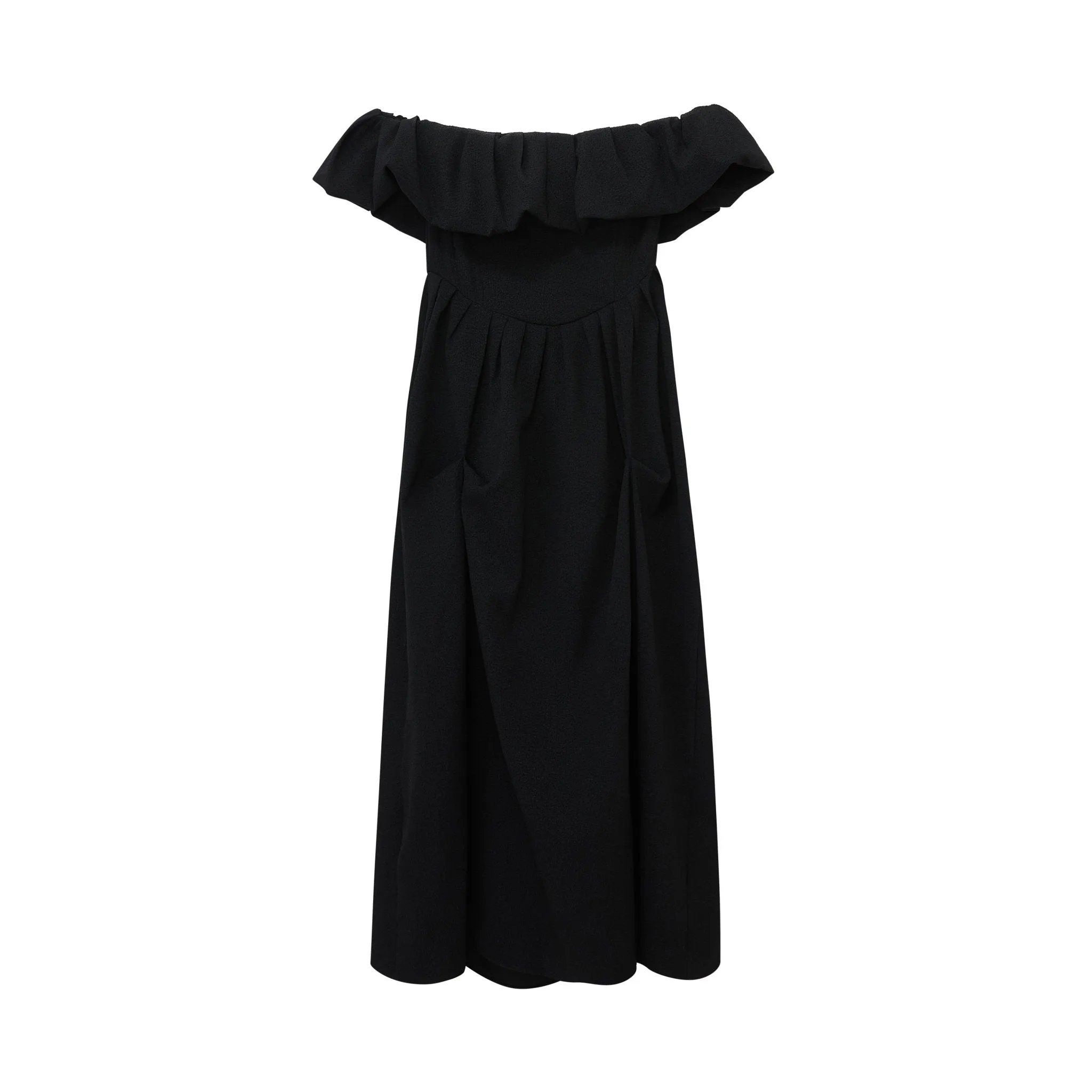 Black Ruffled Pleated Dress