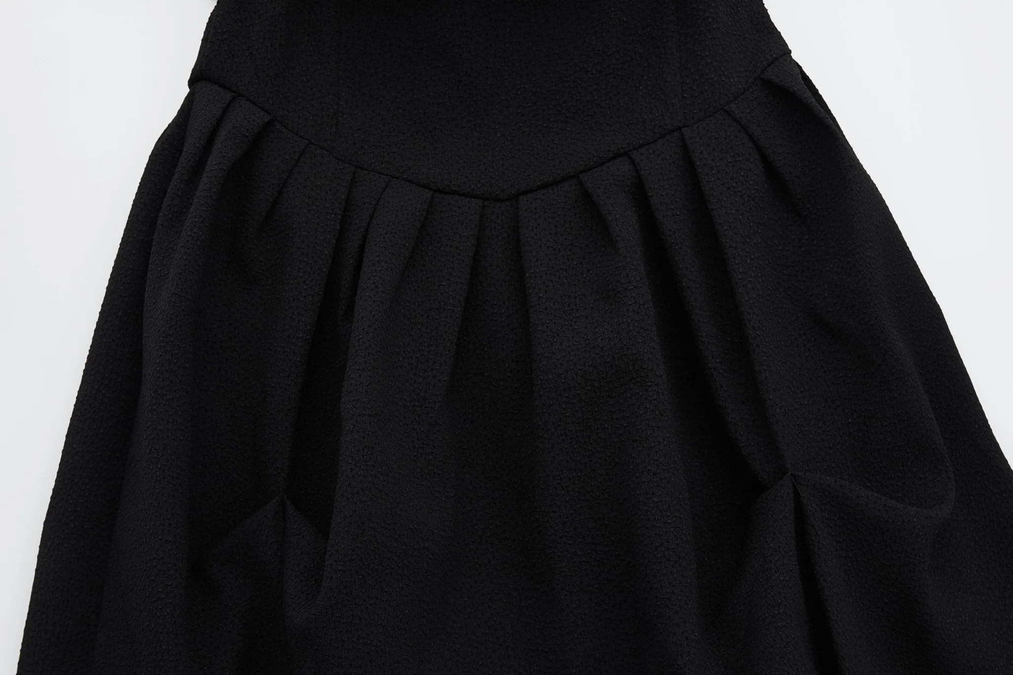 Black Ruffled Pleated Dress