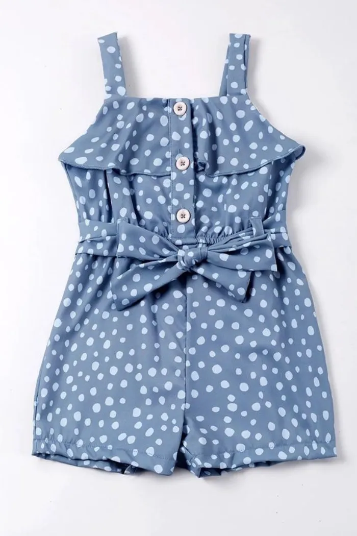 Blue dot ruffle jumpsuit mommy & me "Mommy"