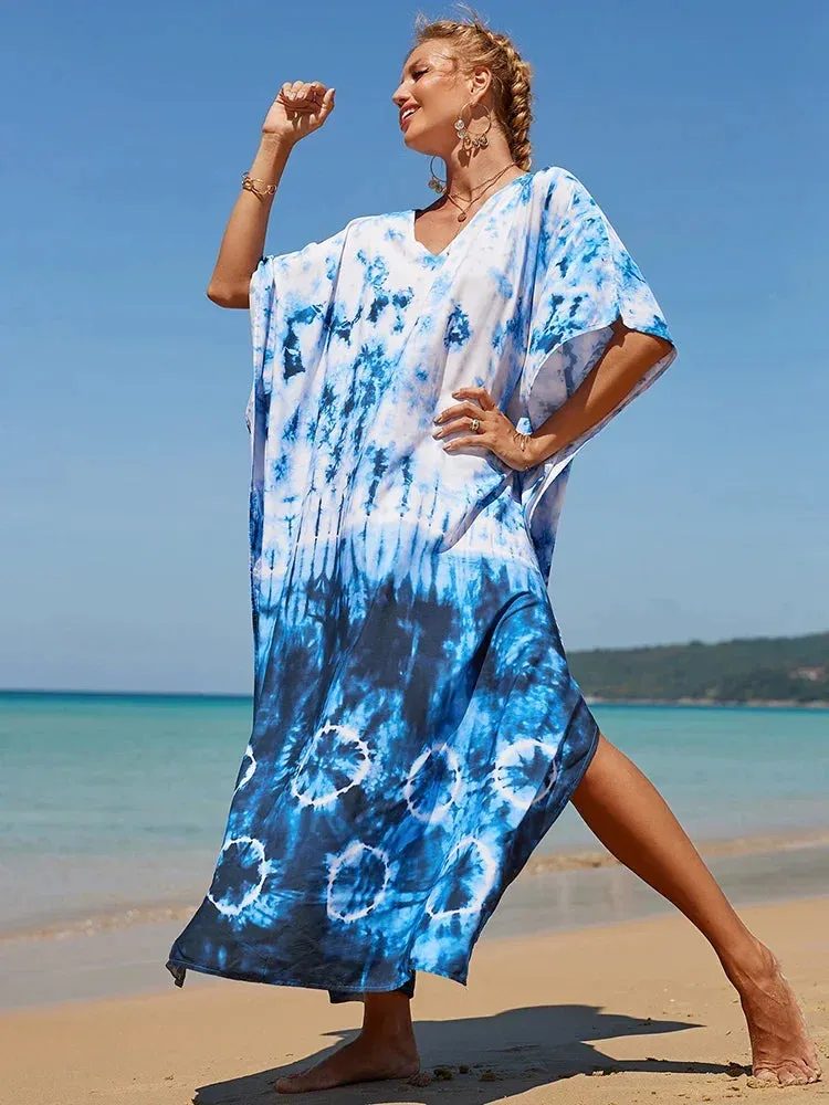 Bohemian Print Beach Style Maxi Dress Robe Cover Ups