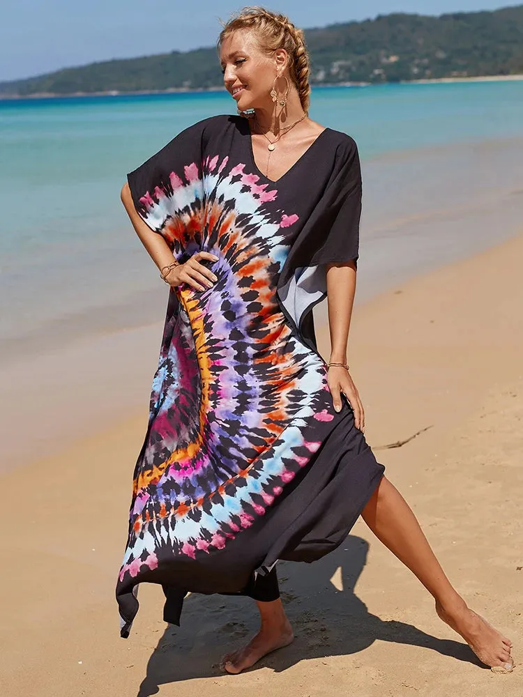 Bohemian Print Beach Style Maxi Dress Robe Cover Ups