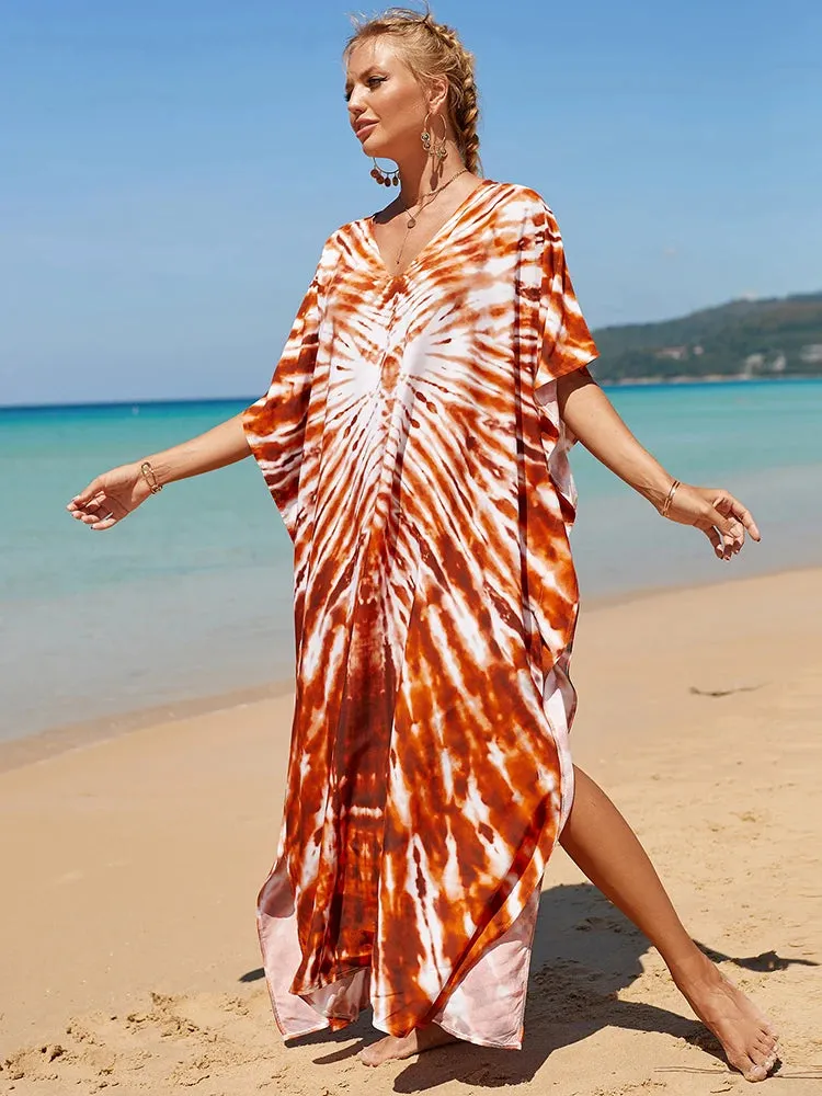 Bohemian Print Beach Style Maxi Dress Robe Cover Ups