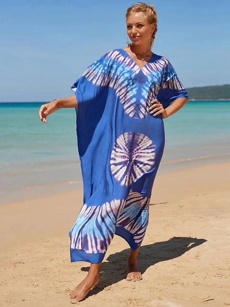 Bohemian Print Beach Style Maxi Dress Robe Cover Ups