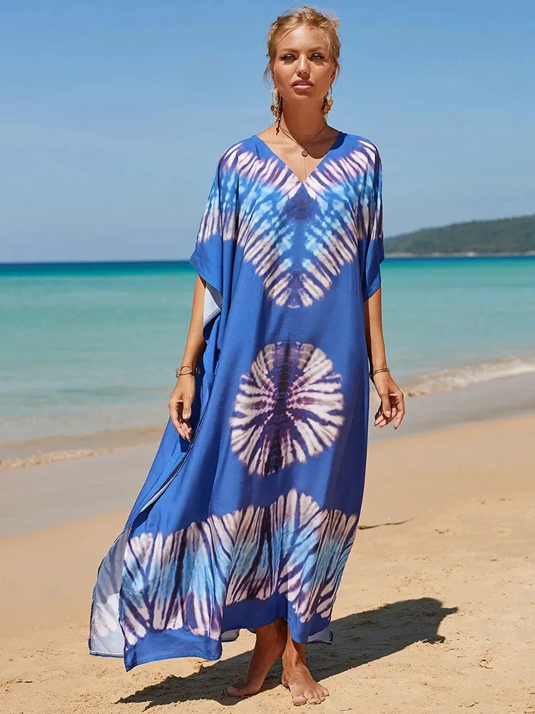 Bohemian Print Beach Style Maxi Dress Robe Cover Ups