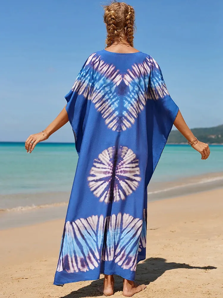 Bohemian Print Beach Style Maxi Dress Robe Cover Ups