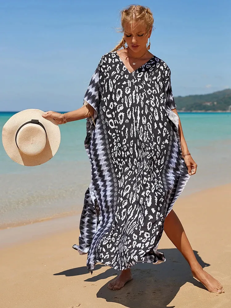 Bohemian Print Beach Style Maxi Dress Robe Cover Ups