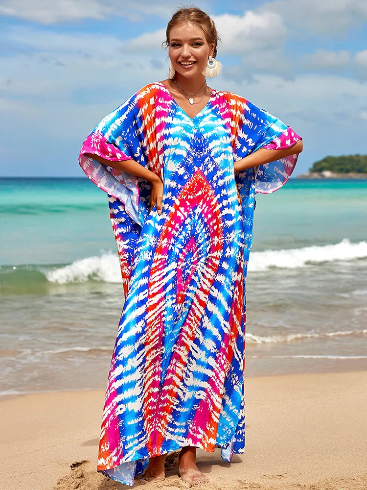 Bohemian Print Beach Style Maxi Dress Robe Cover Ups