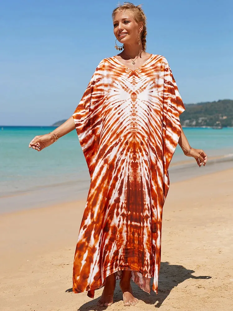 Bohemian Print Beach Style Maxi Dress Robe Cover Ups