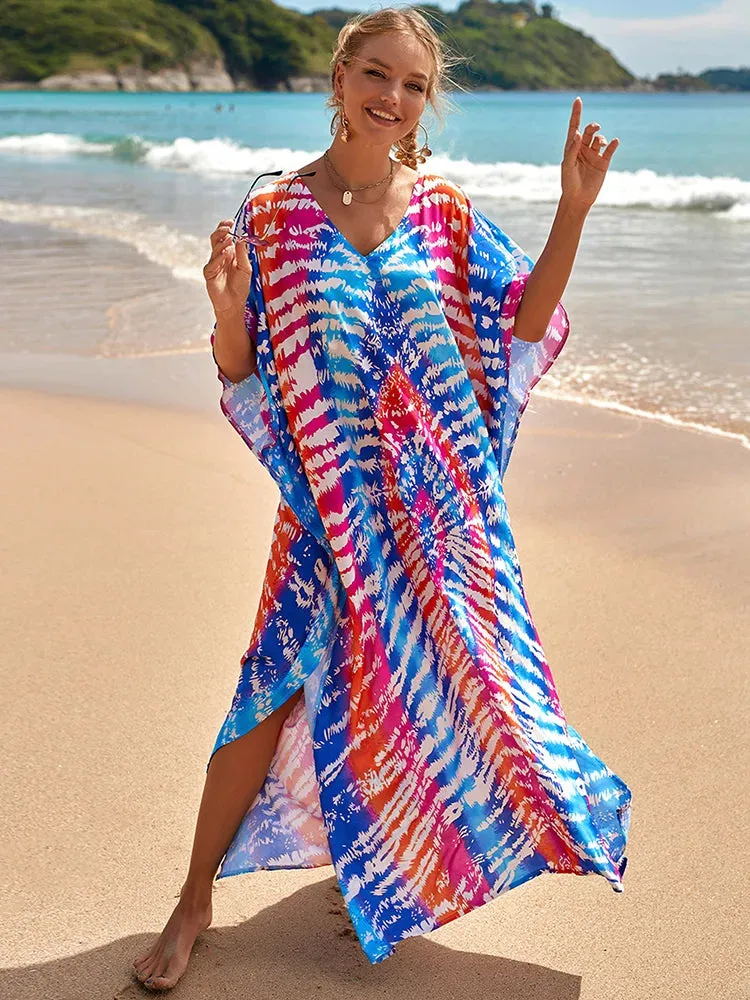 Bohemian Print Beach Style Maxi Dress Robe Cover Ups