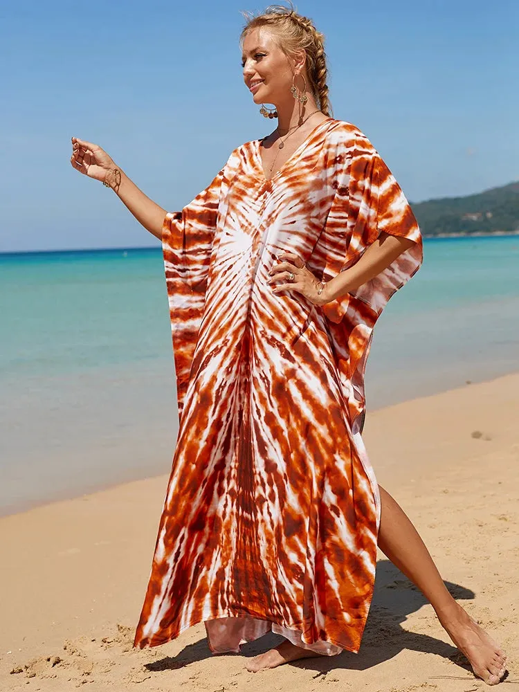 Bohemian Print Beach Style Maxi Dress Robe Cover Ups