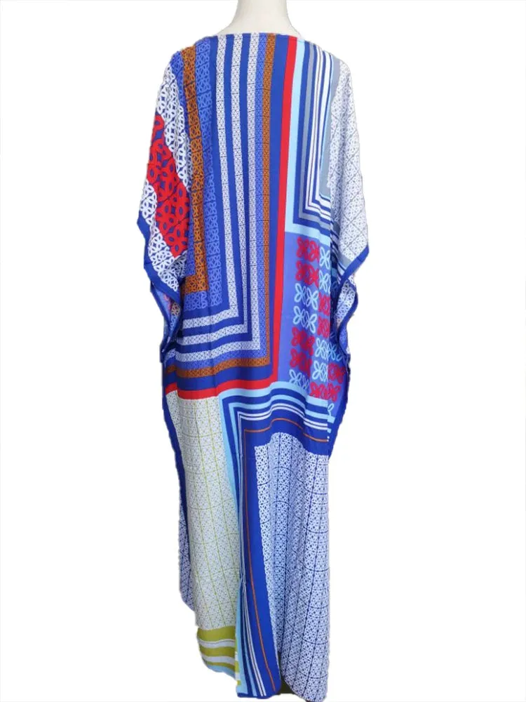 Bohemian Print Beach Style Maxi Dress Robe Cover Ups