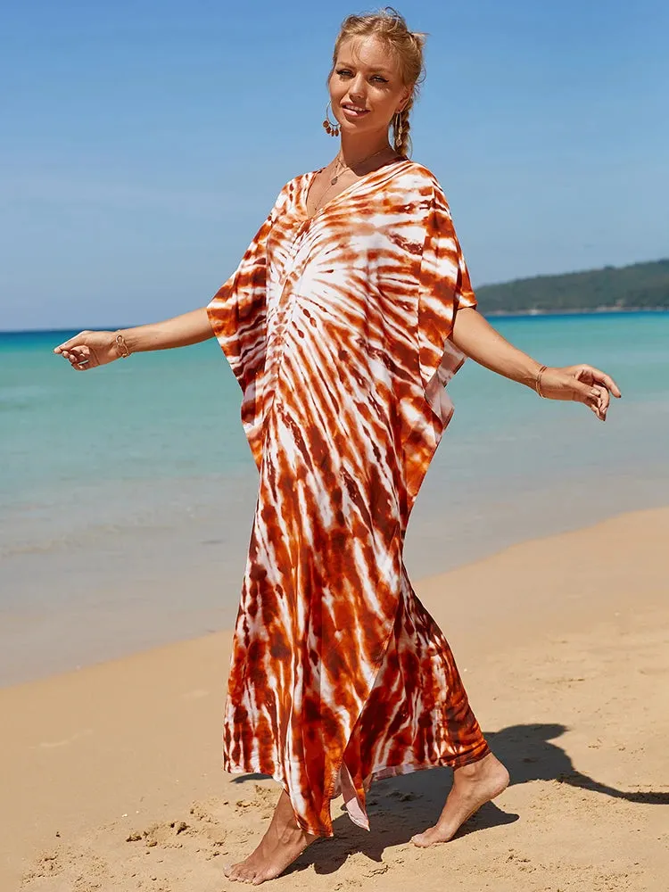 Bohemian Print Beach Style Maxi Dress Robe Cover Ups