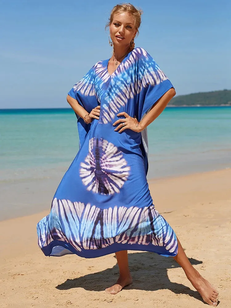 Bohemian Print Beach Style Maxi Dress Robe Cover Ups