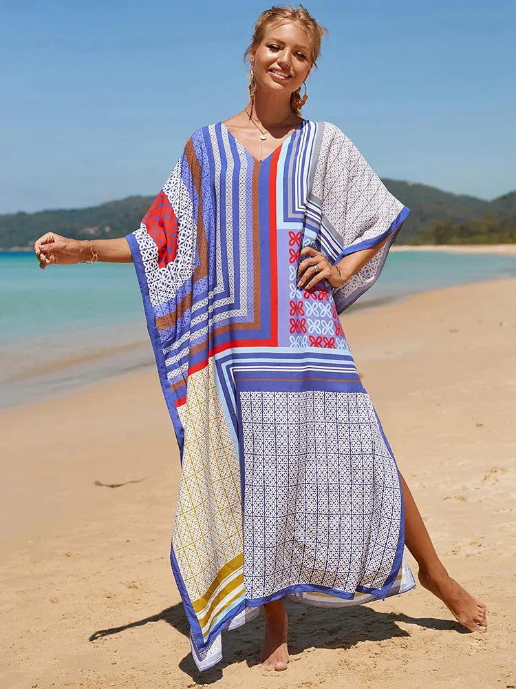 Bohemian Print Beach Style Maxi Dress Robe Cover Ups