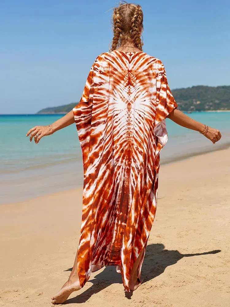 Bohemian Print Beach Style Maxi Dress Robe Cover Ups