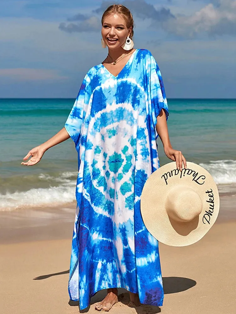 Bohemian Print Beach Style Maxi Dress Robe Cover Ups