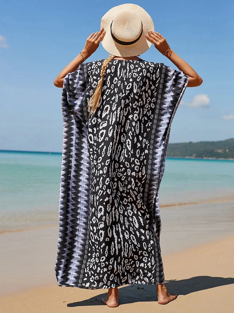 Bohemian Print Beach Style Maxi Dress Robe Cover Ups