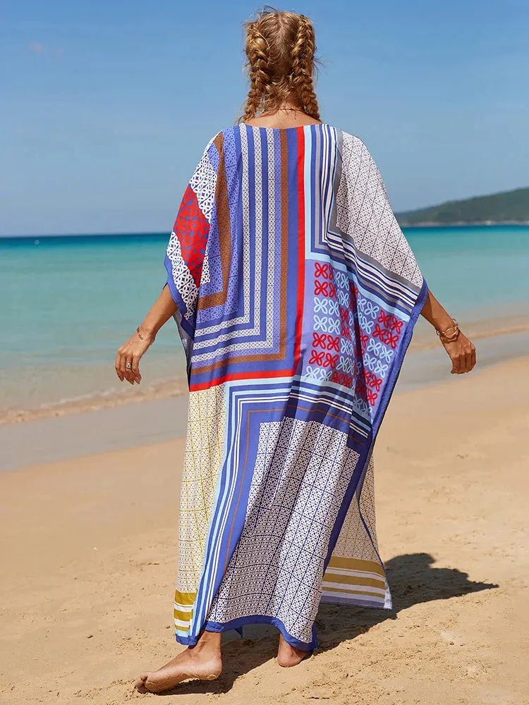 Bohemian Print Beach Style Maxi Dress Robe Cover Ups