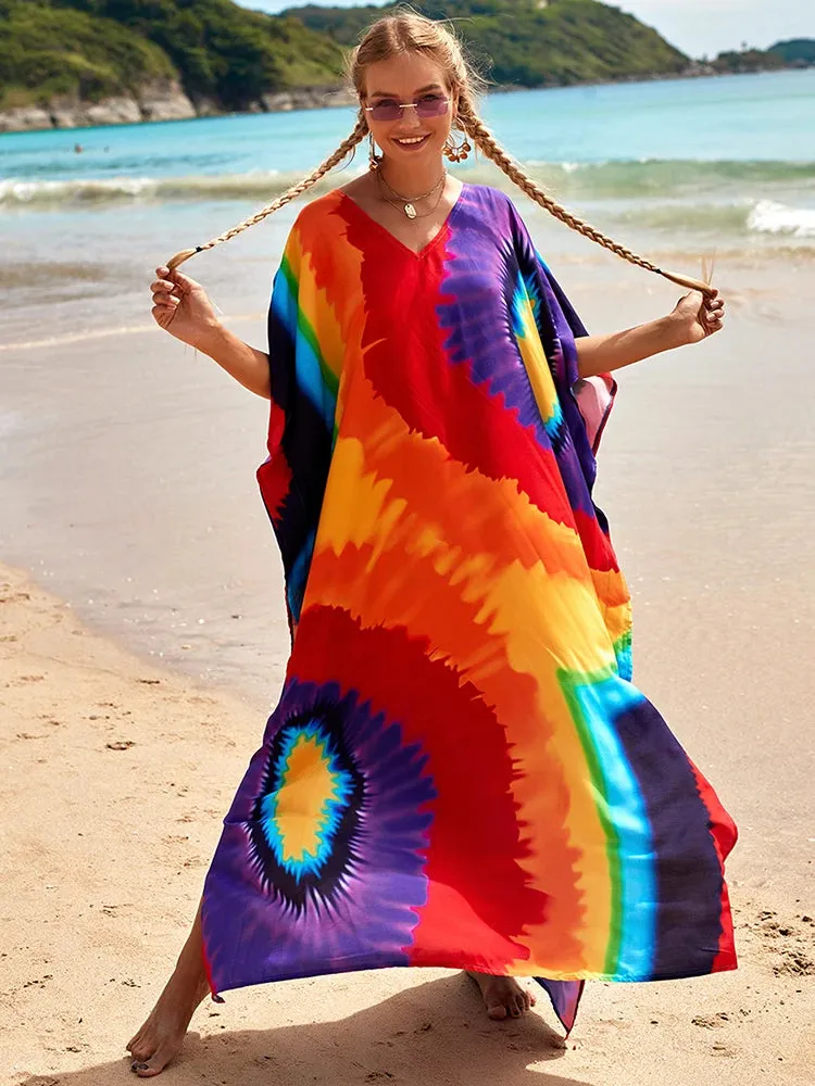 Bohemian Print Beach Style Maxi Dress Robe Cover Ups