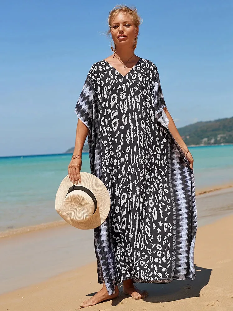 Bohemian Print Beach Style Maxi Dress Robe Cover Ups