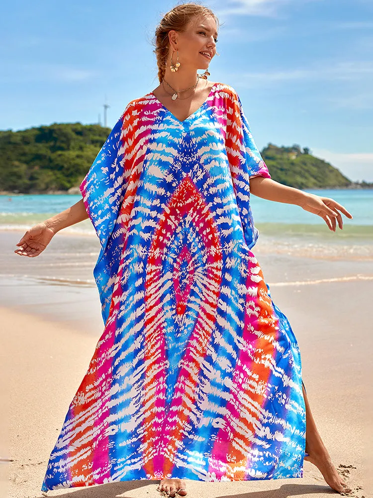 Bohemian Print Beach Style Maxi Dress Robe Cover Ups