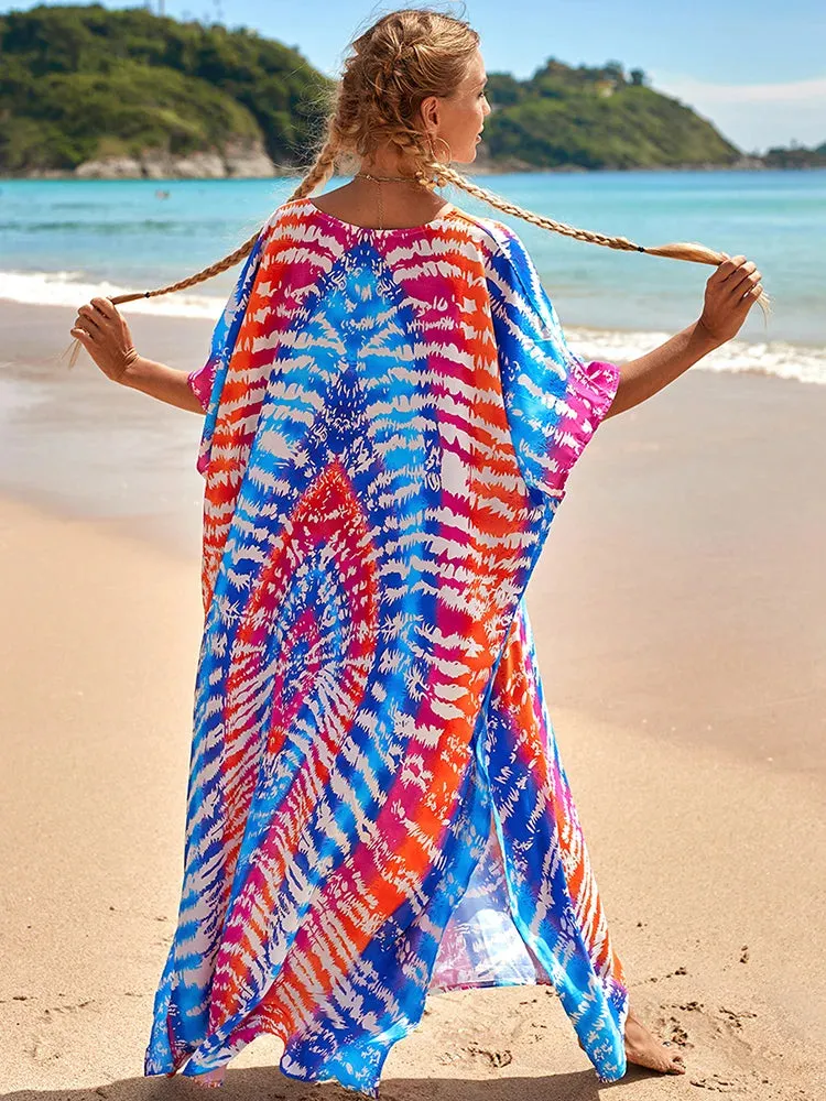 Bohemian Print Beach Style Maxi Dress Robe Cover Ups