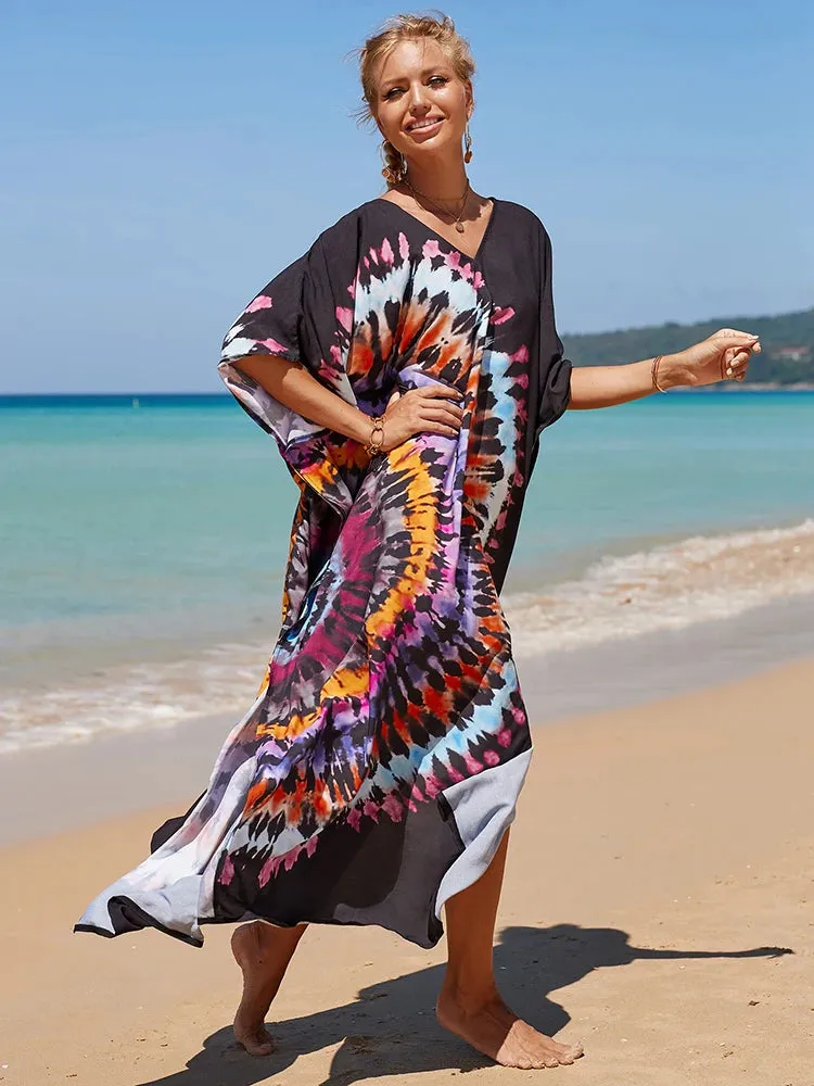 Bohemian Print Beach Style Maxi Dress Robe Cover Ups