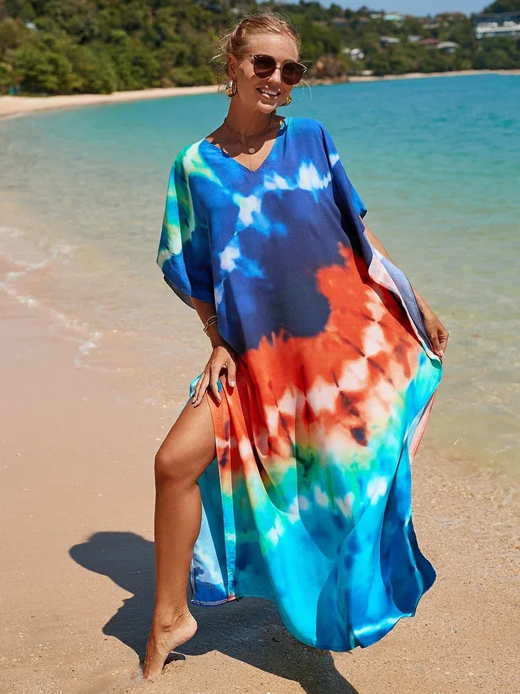 Bohemian Print Beach Style Maxi Dress Robe Cover Ups