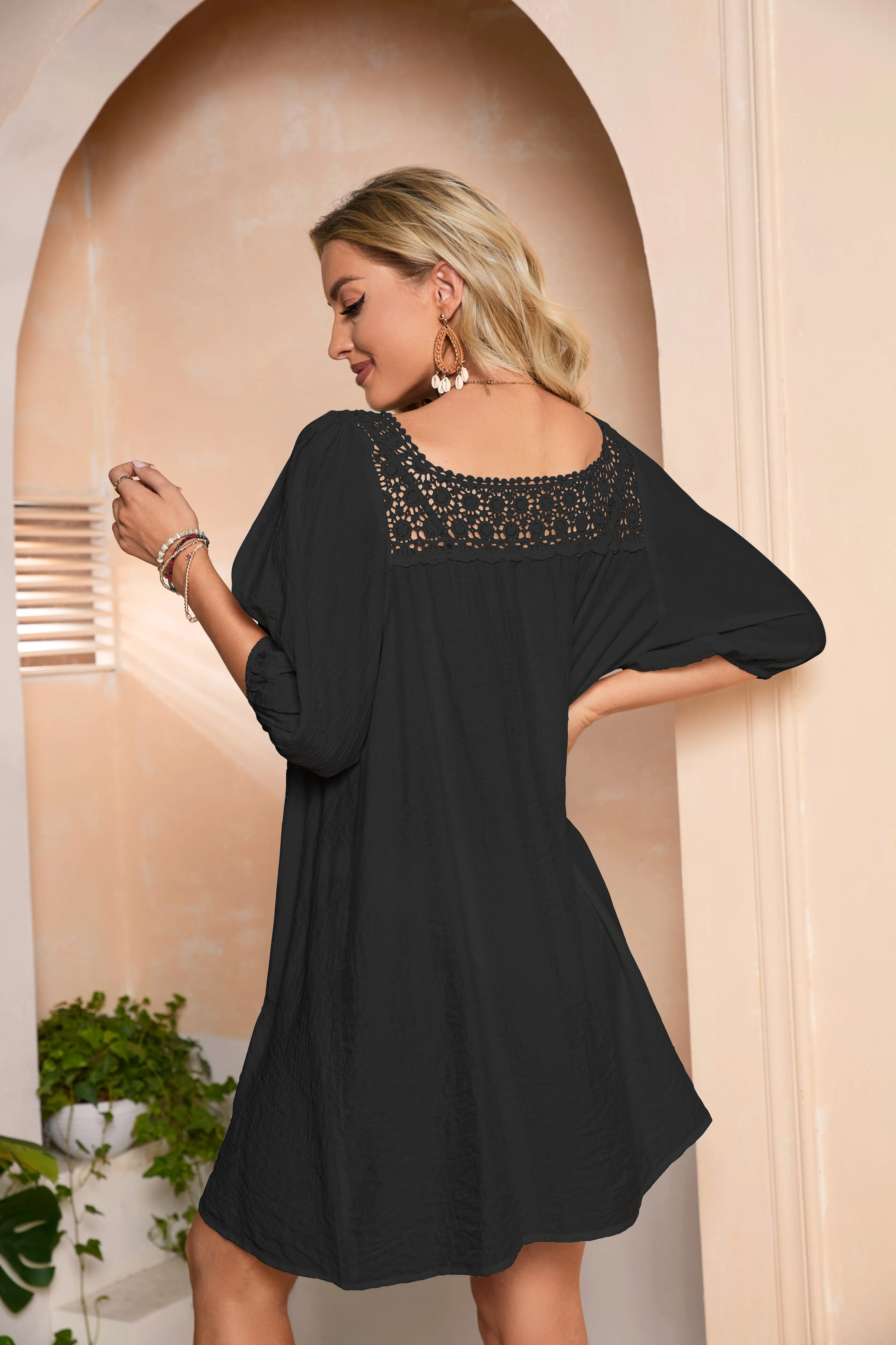 Button-Down Lace Beach Dress: Women's Swimsuit Cover Up