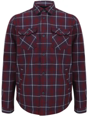 Castello Faux Fur Fleece Lined Checked Overshirt Jacket in Tawny Port - Dissident