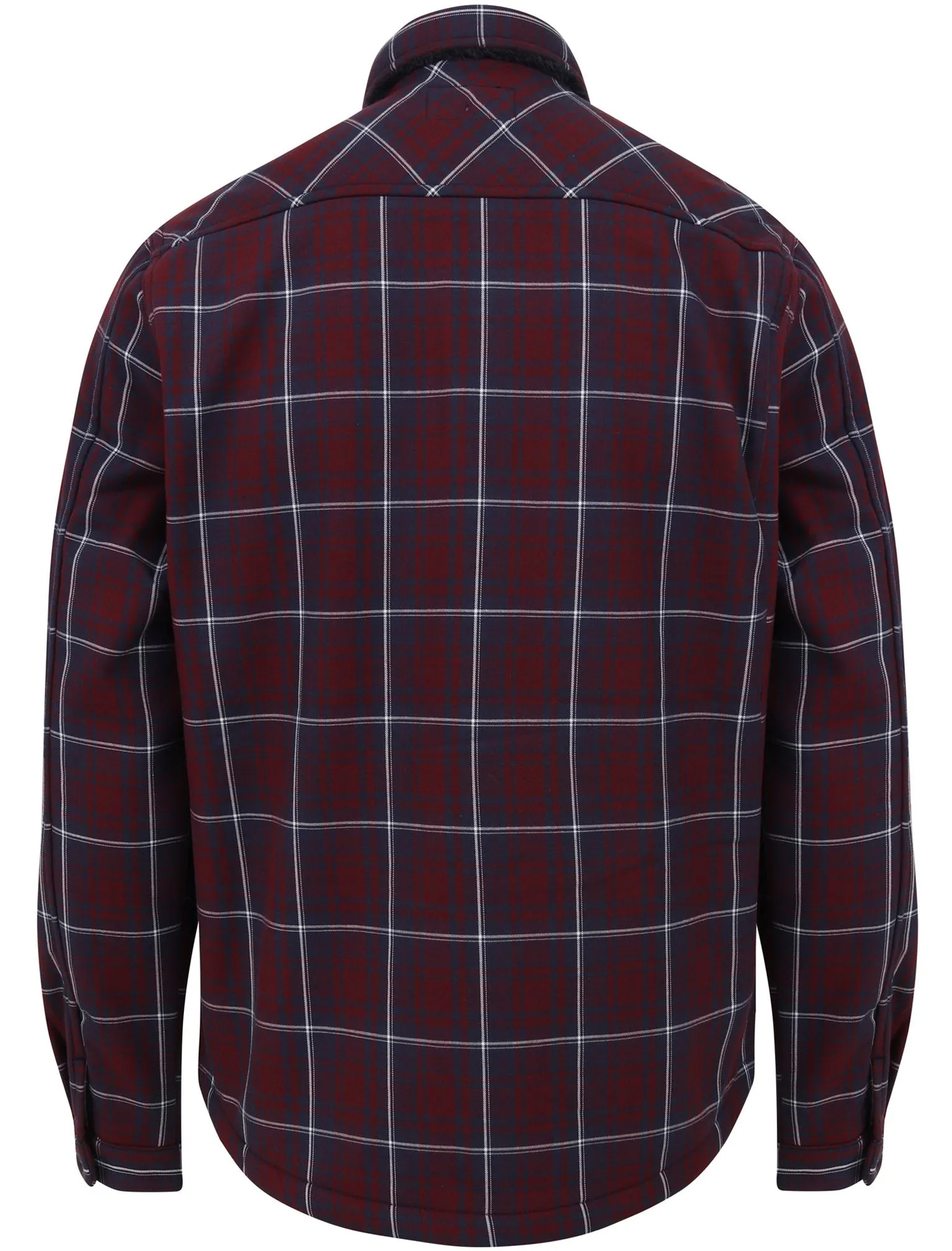 Castello Faux Fur Fleece Lined Checked Overshirt Jacket in Tawny Port - Dissident