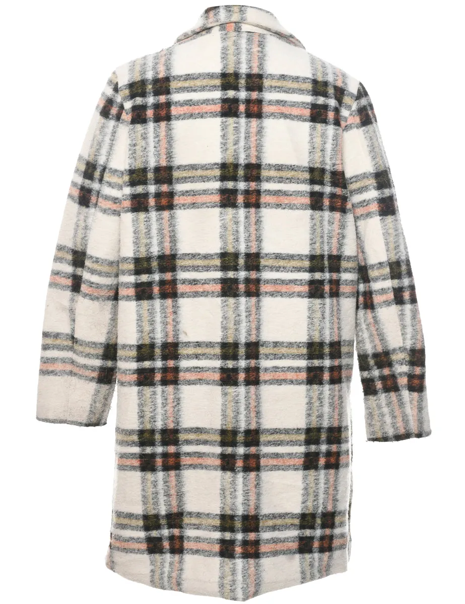 Checked Off White Coat - L