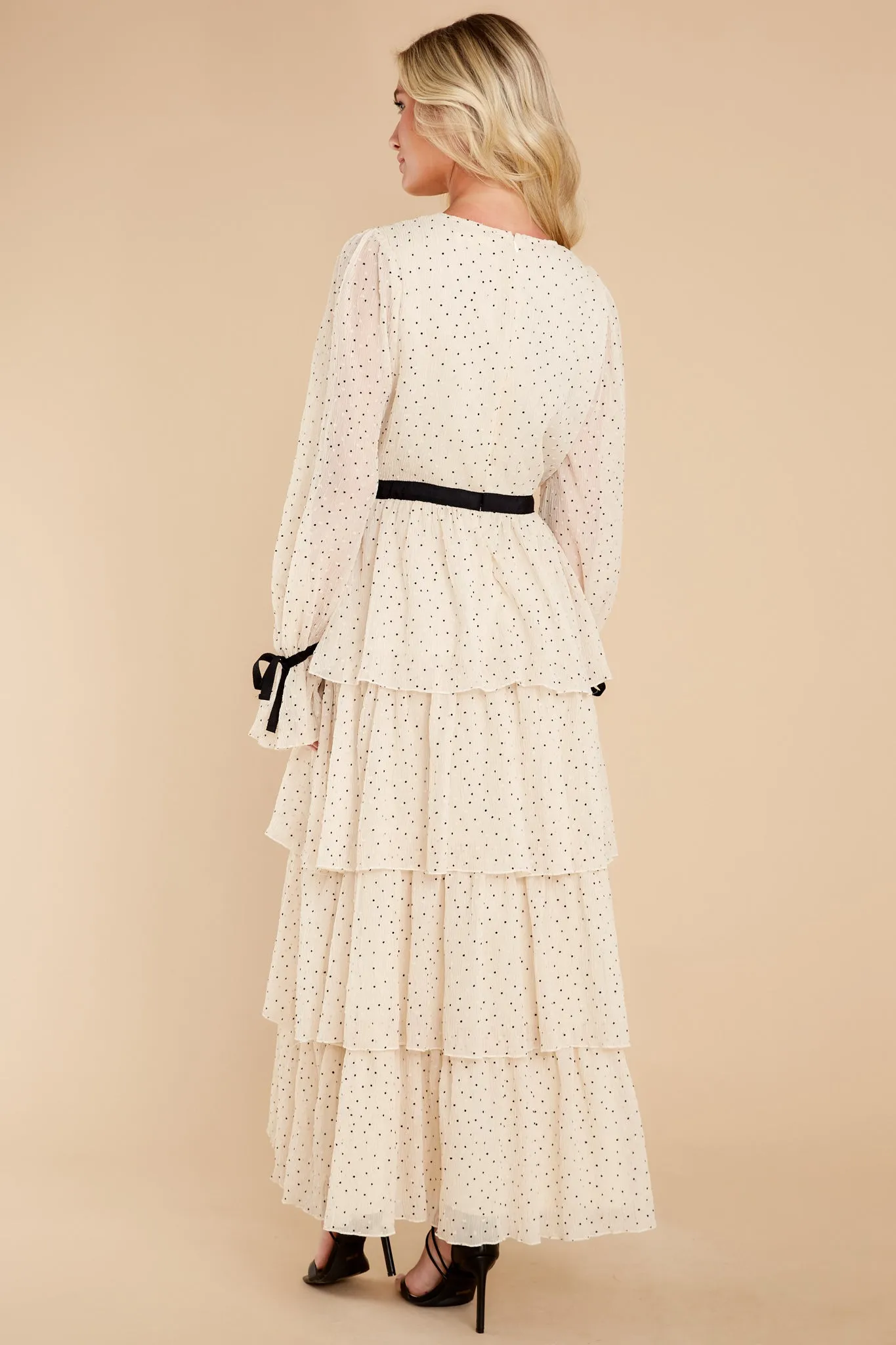 Chic Adoration Ivory Polka Dot Maxi Dress