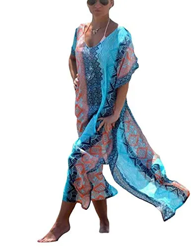 Chiffon V-Neck Beach Kaftan  Women's Swimsuit Cover Up