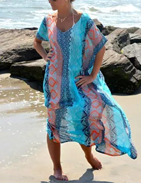 Chiffon V-Neck Beach Kaftan  Women's Swimsuit Cover Up