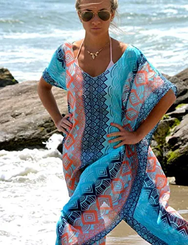 Chiffon V-Neck Beach Kaftan  Women's Swimsuit Cover Up