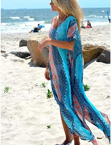 Chiffon V-Neck Beach Kaftan  Women's Swimsuit Cover Up