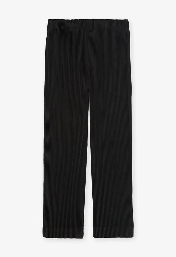 Choice Solid Straight Fit Pleated Trouser Black