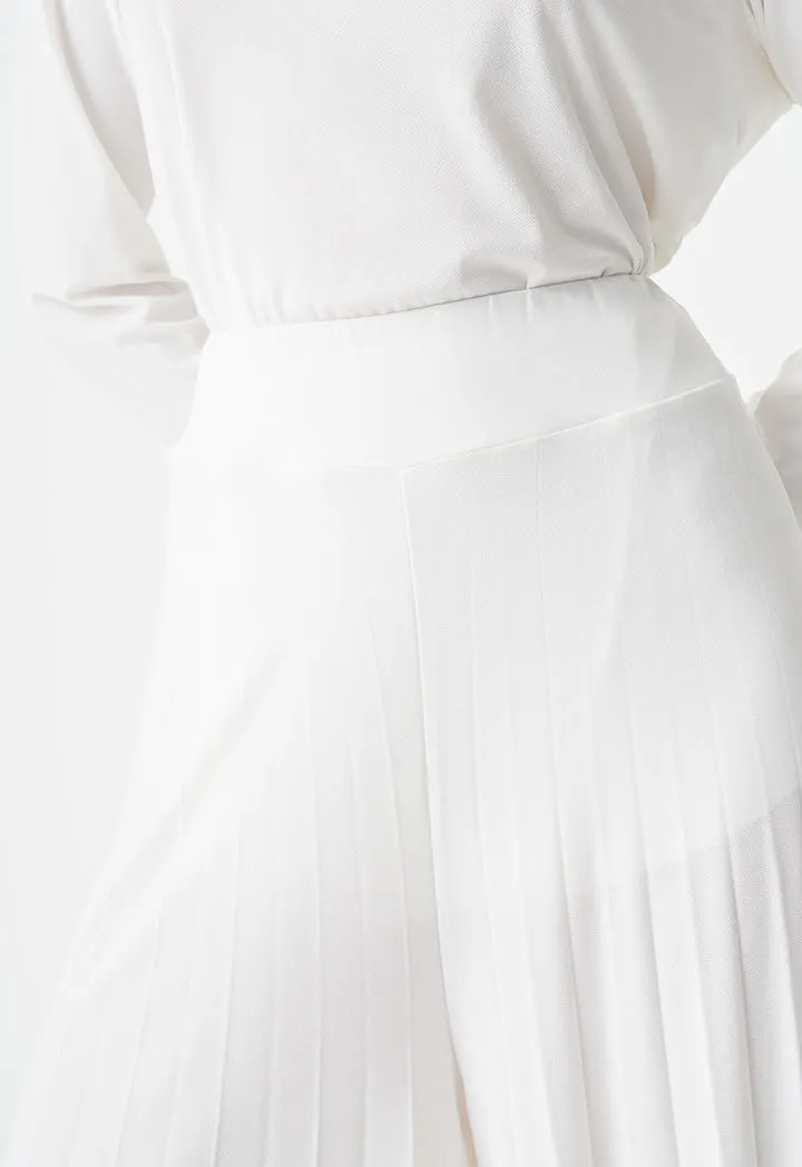 Choice Wide Leg Pleated Trousers Off White