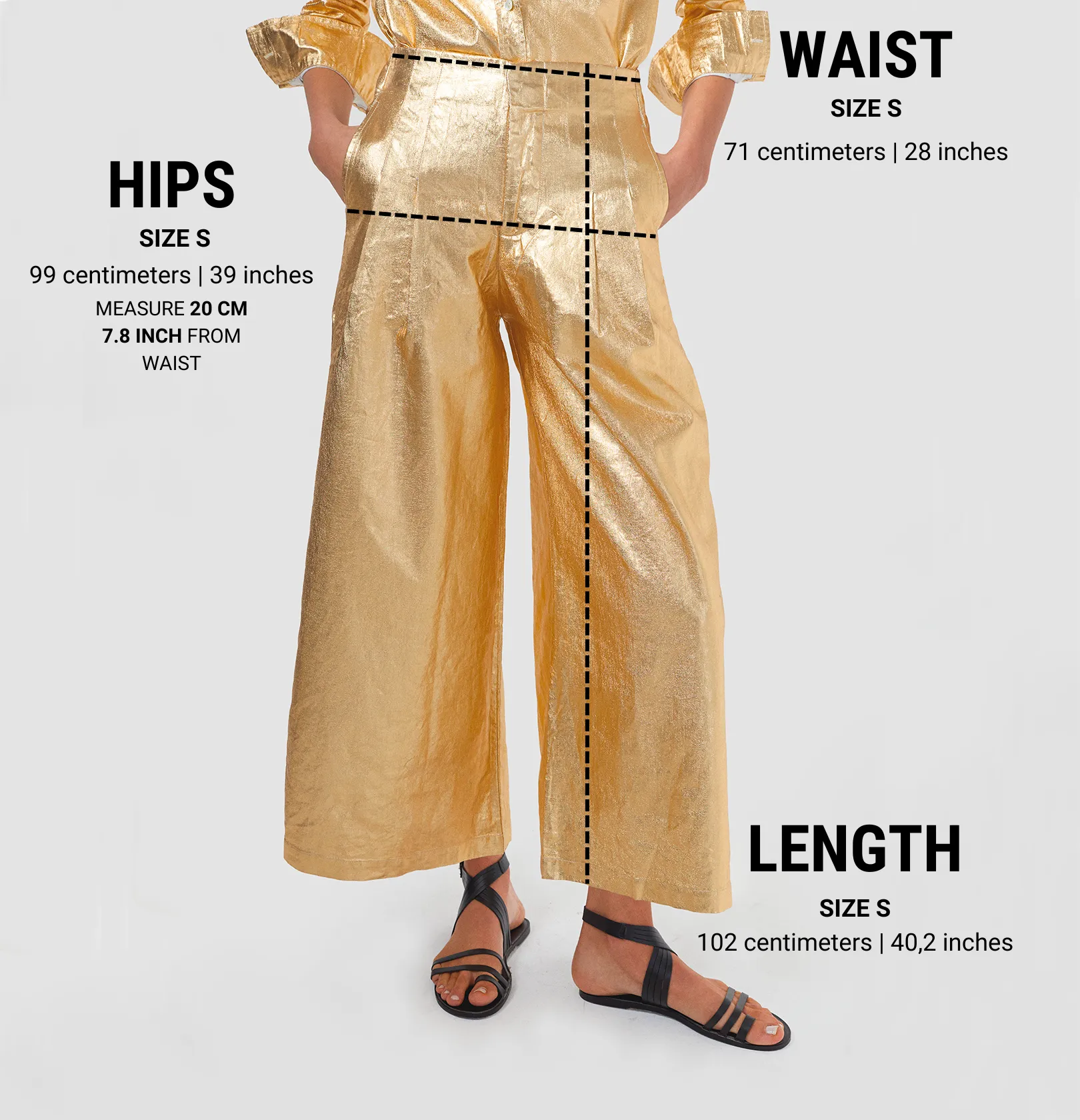 Culotte Metallic Linen Pants - Gold